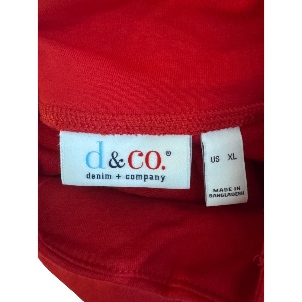 Denim & Co Mock Neck Tunic Women XL Red French Terry Long Sleeve Snap Detail GC2 - Picture 8 of 12